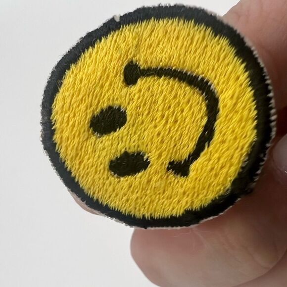 Vintage Handmade Smiley Face Embroidered Stud Earrings - Picture 4 of 5
